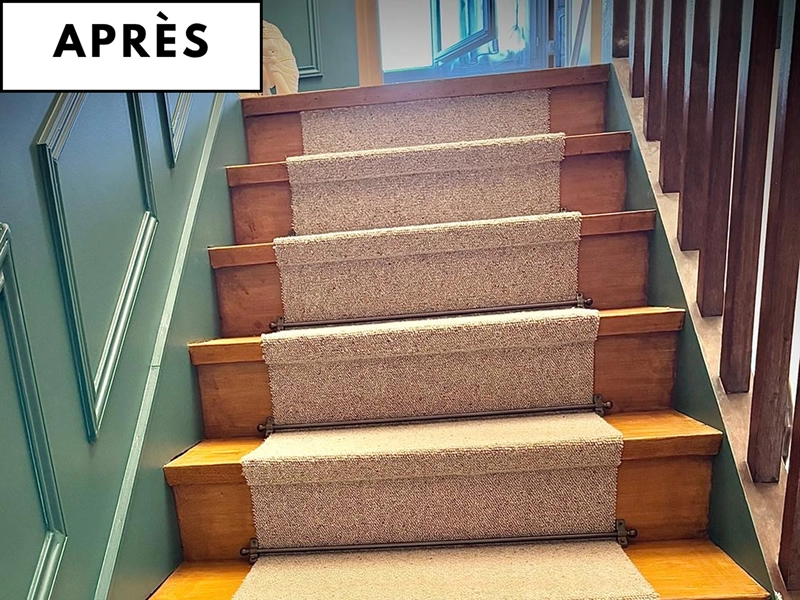 Moquette moderne sur un escalier en bois à Caen